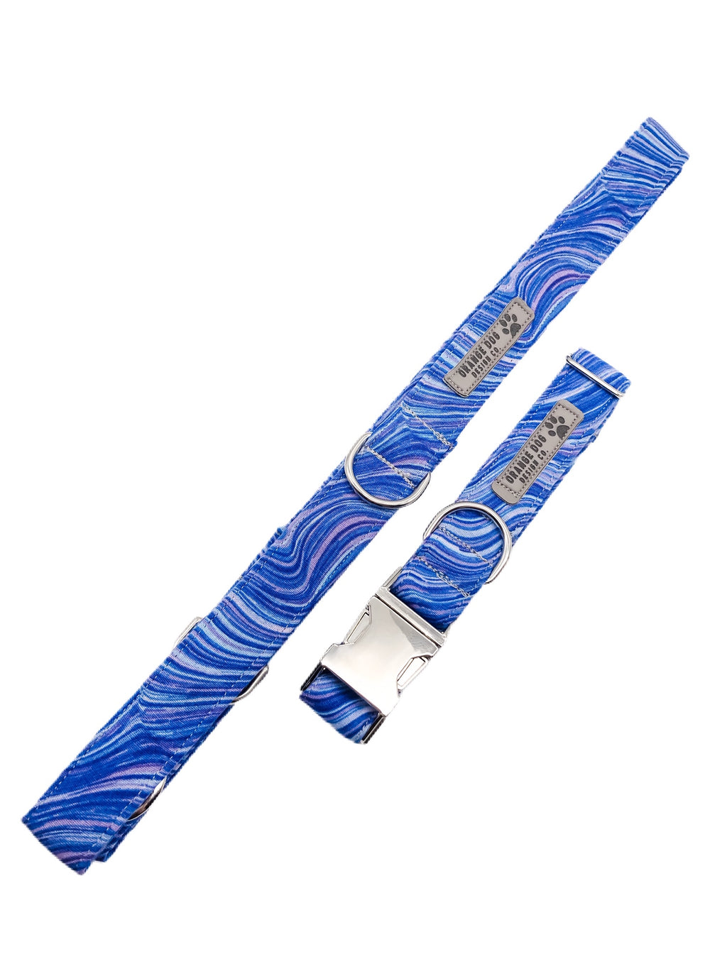 Royal Blue Sea Glass Collar & Leash Set