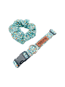 Turquoise Floral Collar & Matching Scrunchie