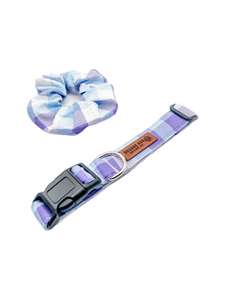 Lavender Plaid Collar & Matching Scrunchie