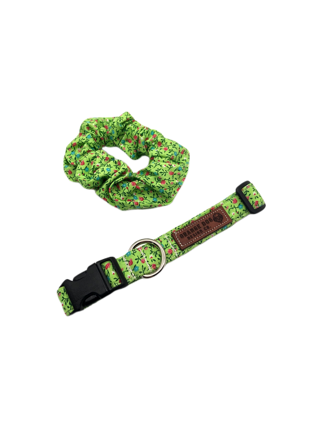 Green Floral Collar & Matching Scrunchie